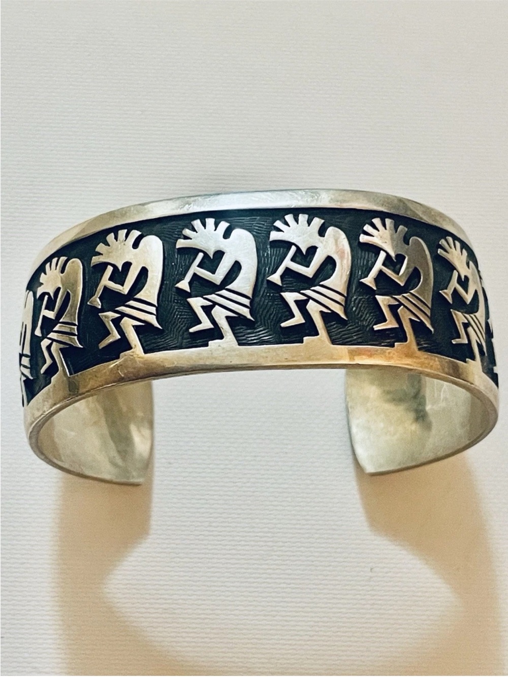 VTG HOPI Native American Kokopelli Sterling Cuff Bracelet Sz 6.75-7" 48 G